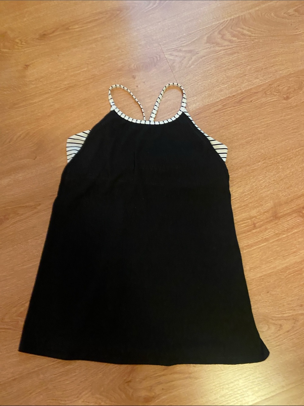 Ivivva Black Tank Top with White-Striped Trim